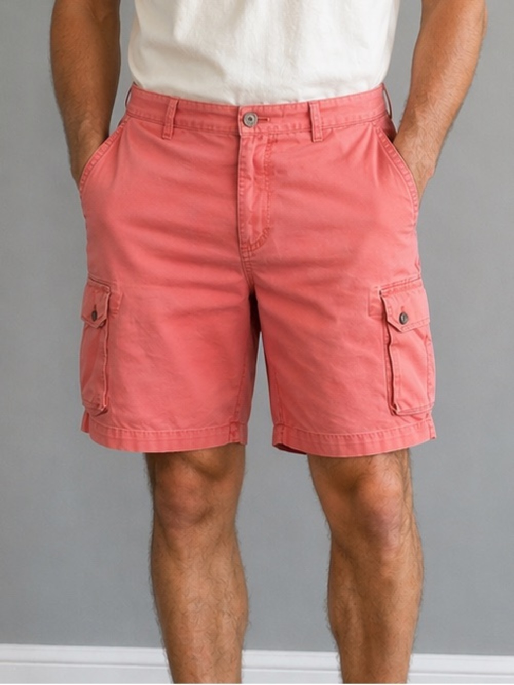 IZOD Salmon Pink Cargo Shorts Men’s Size 42 Cotton Casual Summer